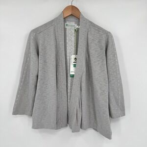 NWT Aventura Delia Cardigan Harbor Mist Grey Cotton Open Front Women's Small